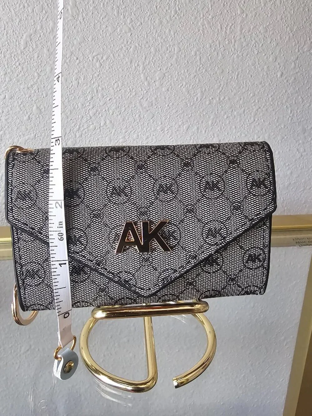 Anne Klein Silver Monogram Keychain Card Case Wallet